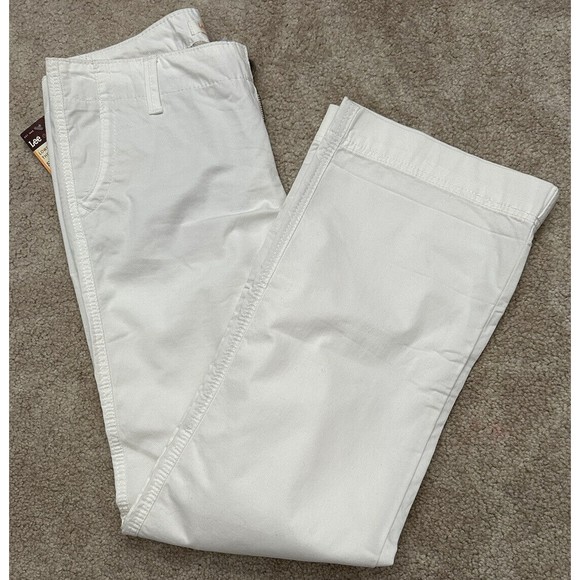 NWT Lee Womens One True Fit Low Waist White Straight Leg Cotton Pants Sz 6 Chino - Picture 1 of 5